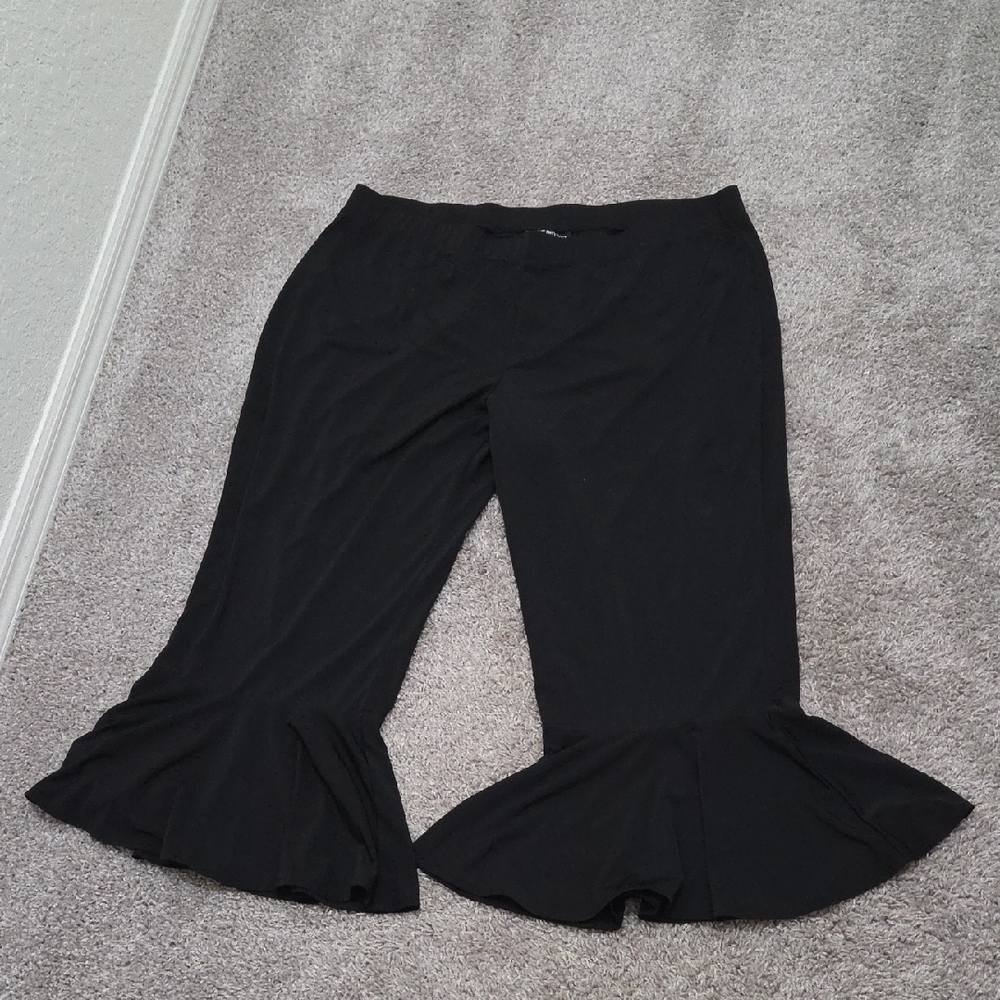 Lane Bryant Black Flared Trousers with Ruffle Hem